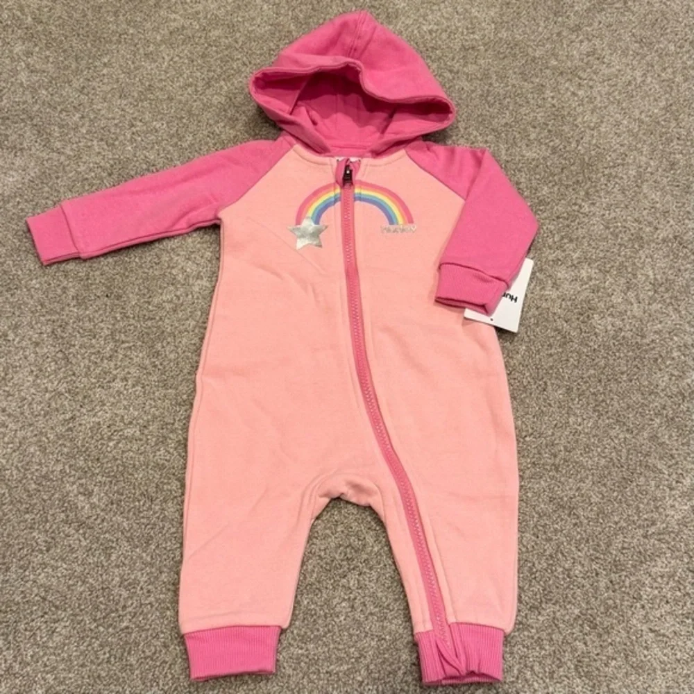 NWT Hurley infant pink one piece sweatshirt outfit with hood